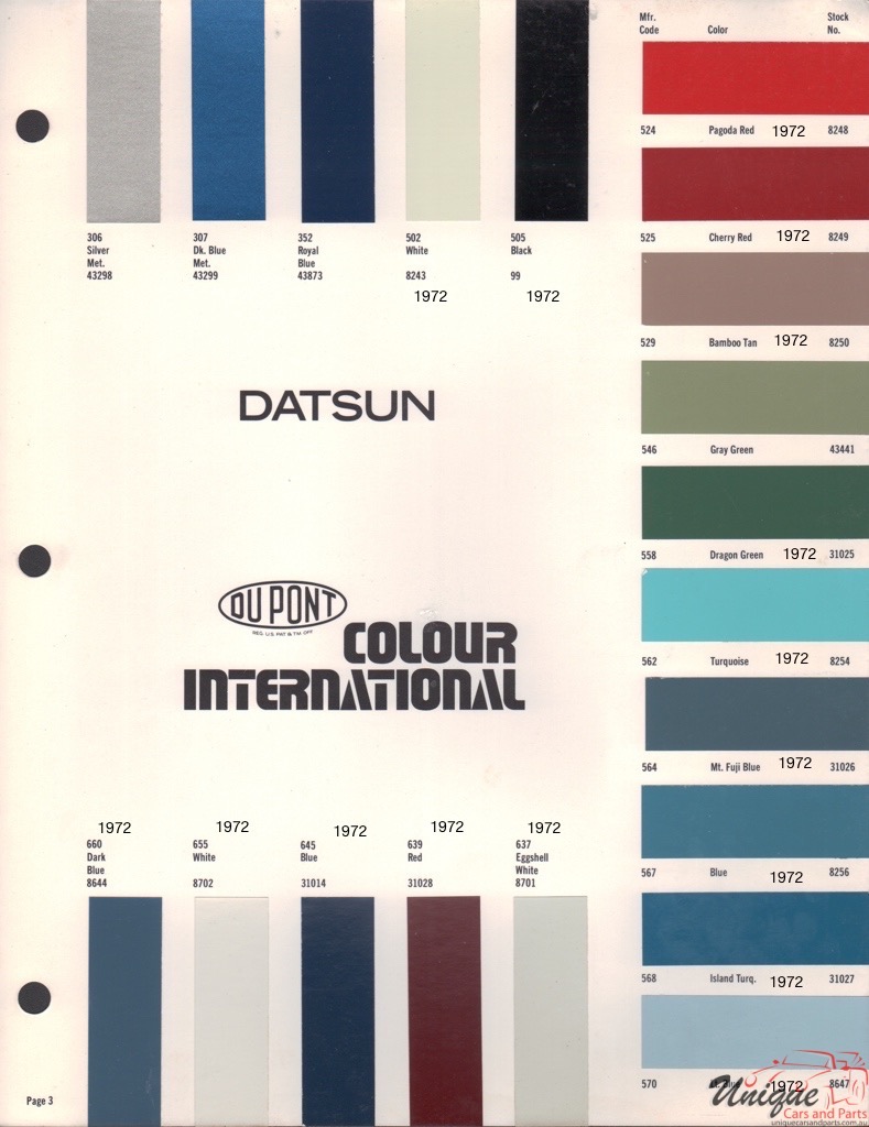1972 Datsun Paint Charts DuPont 03